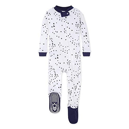 Burt's Bees Baby Baby Boys Pajamas, Zip-front Non-slip Footed Pjs, Organic Cotton and Toddler Sleepers, Midnight Twinkle Bee, 12 Months US