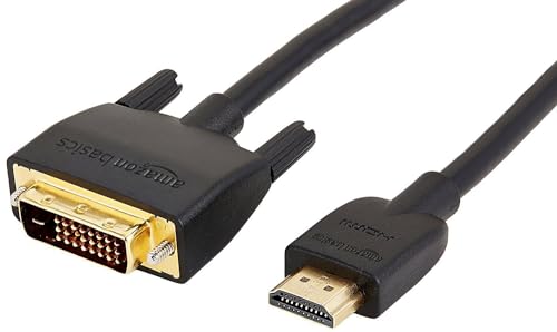 Amazon Basics HDMI-A to DVI (Male) Adapter Cable, Bi-Directional 1080P, Gold-Plated, 3 ft/0.9 m, Single Pack, Black