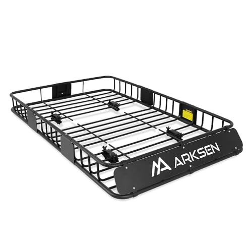 ARKSEN 64 x 39 Inch Universal 150LB Heavy Duty Roof Rack Cargo with Extension Car Top Luggage Holder Carrier Basket for SUV, Truck, & Car Steel Construction