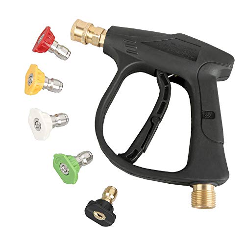 Sooprinse Stainless Steel High Pressure Washer Gun,3000 PSI Max with 5 color quick connect Nozzles M22 hose connector 3.0 TIP