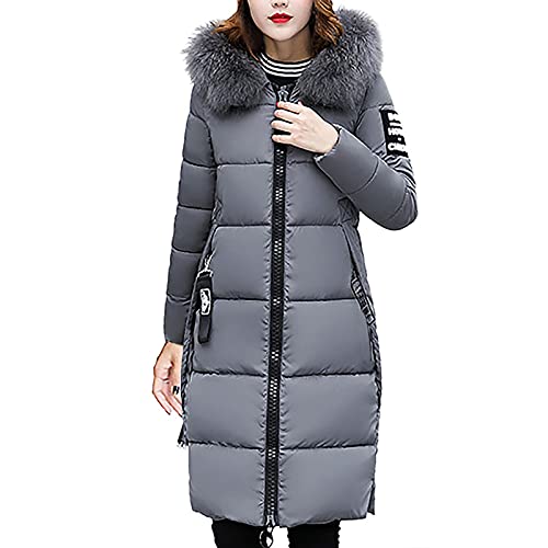 TUNUSKAT Long Down Coats For Women Winter Thicken Warm Zip Quilted Puffer Jacket Casual Slim Thermal Overcoat With Fur Hood