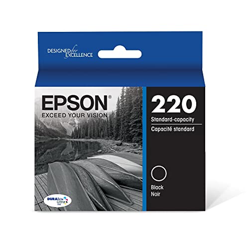 EPSON 220 DURABrite Ultra Ink Standard Capacity Black Cartridge (T220120-S) Works with WorkForce WF-2630, WF-2650, WF-2660, WF-2750, WF-2760, Expression XP-320, XP-420, XP-424