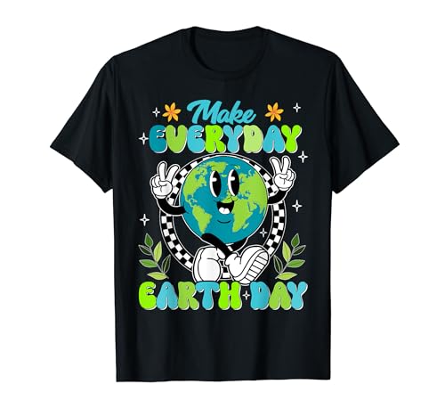 Cute Groovy Make Everyday Earth Day Classroom Teachers Kids T-Shirt