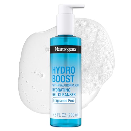 Neutrogena Hydro Boost Fragrance Free Hydrating Gel Facial Cleanser with Hyaluronic Acid, Daily Foaming Face Wash & Makeup Remover, Gentle Face Wash, Non-Comedogenic, 7.8 fl. oz
