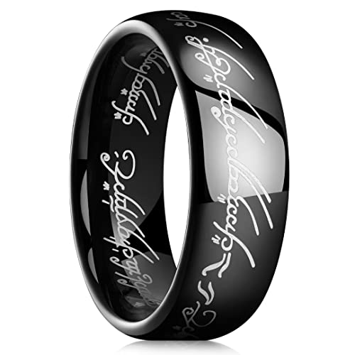 King Will 8mm Tungsten Carbide Ring for Men Black Magic of The Rings Ring Comfort Fit High Polished 8