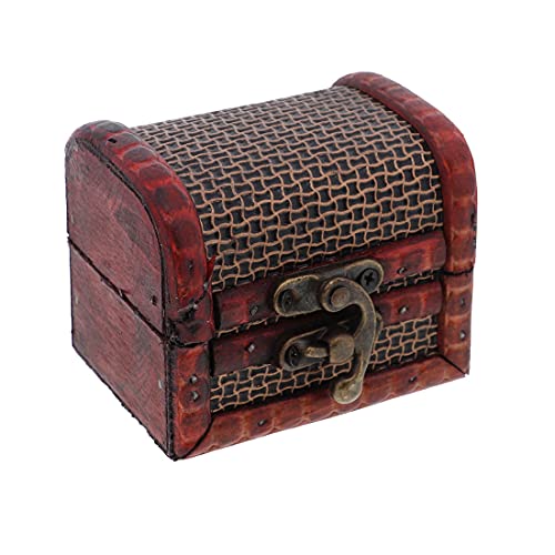 SandT Collection 3 Inch Wooden Keepsake Treasure Chest Trinket Box - Basketweave