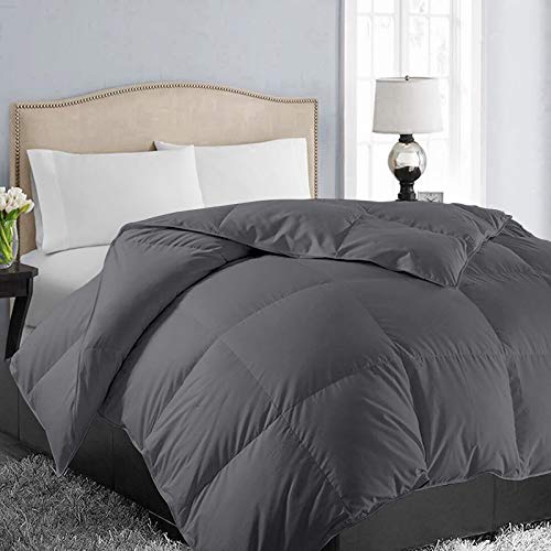 EASELAND All Season Queen Size Soft Quilted Down Alternative Comforter Reversible Duvet Insert with Corner Tabs,Winter Summer Warm Fluffy,Dark Grey,88x88 inches