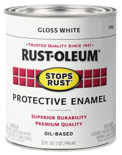 Rust-Oleum 7792502 Stops Rust Brush On Paint, Quart, Gloss White, 1 Quarts (Pack of 1)