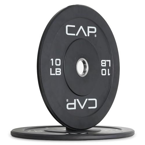 CAP Barbell Budget Olympic Bumper Plate Set with White Logo, Black, 10 lb Pair