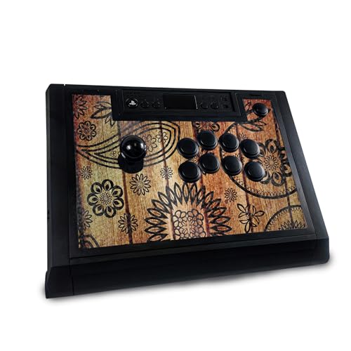 Glossy Glitter Gaming Skin Compatible with Hori Fighting Stick Alpha (PS5, PS4, PC) - Wooden Floral - Premium 3M Vinyl Protective Wrap Decal Cover - Easy to Apply | Crafted in The USA by MightySkins