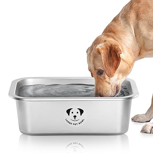 Stainless Steel Dog Bowls for Large Dogs, High Capacity Metal Dog Food Bowls, Desirable Food and Water Bowls for Large, X-Large, and Huge Dog 0.85 Gallons