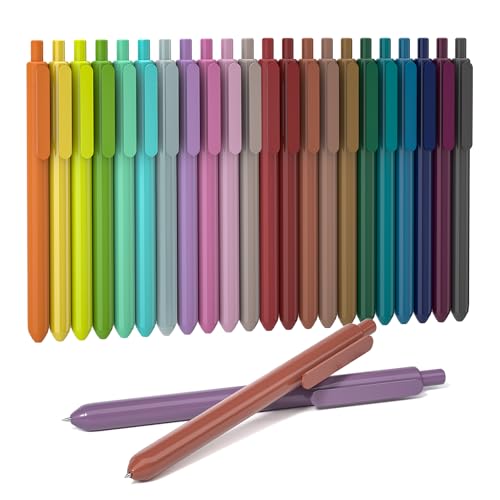 Shuttle Art Colored Retractable Gel Pens, 22 Unique Vintage Ink Colors, 11 Light and 11 Dark Vintage, Cute Pens 0.7mm Point Quick Drying for Writing Drawing Journaling Note Taking School Office Home