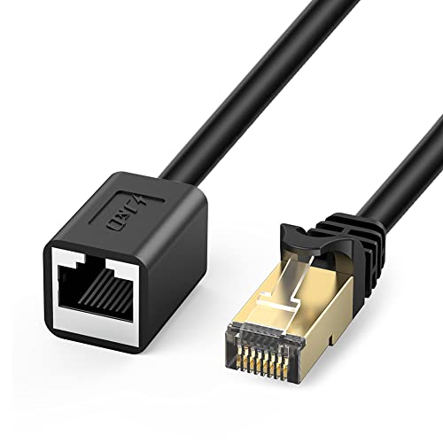 J&D Ethernet Extension Cable, 15 Feet Cat 6 Ethernet Extender Cable Adapter, Support Cat6 / Cat5e / Cat5 Standards, RJ45 Cords Shielded Male to Female