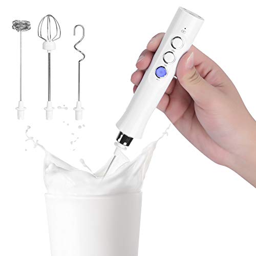 Electric Egg Beater - Portable USB Electric Egg Beater - Milk Frother Coffee Stirrer Mixer - for Kitchen Utensils (White)