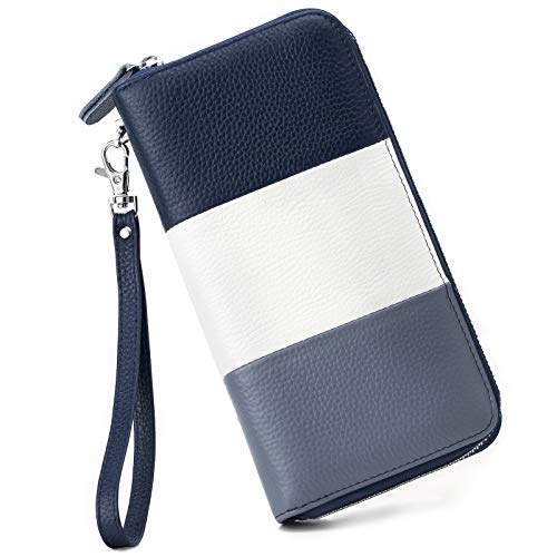 Moflycom Womens Wallet RFID Blocking Genuine Leather Multi Credit Card Large Capacity Zip Around Clutch Travel Purse Wristlet