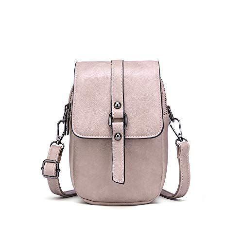 myfriday Vintage Crossbody Phone Bag for Women, Small Leather Shoulder Purse and Handbag with Tassel&Rivet Decoration