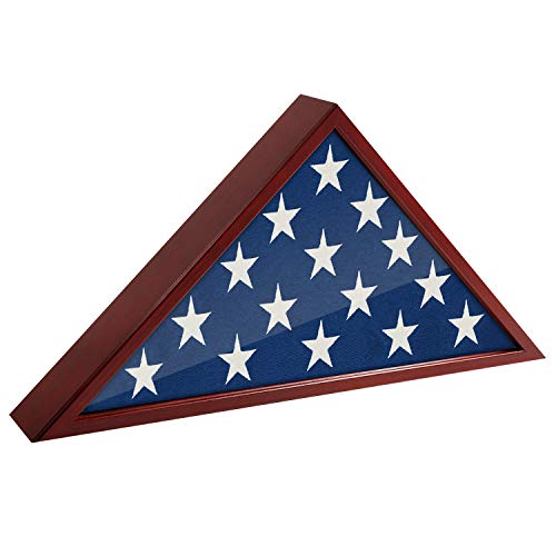 Americanflat Large Flag Display Case for Burial Flag in Mahogany - Fits a Folded 5x9.5 Flag - Military Flag Case - Flag Box Display Case with Wall Mount and Polished Plexiglass Front