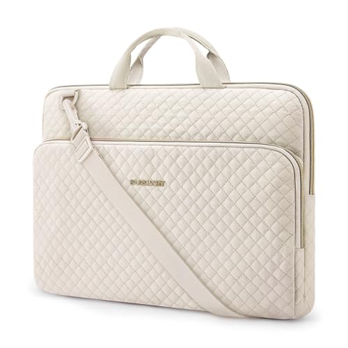 BAGSMART 15.6 inch Laptop Shoulder bag, Laptop Sleeve Compatible with MacBook Pro 16 Inch,15.6 inch HP,Dell,Acer Aspire,Asus Notebook,Laptop Protective Case with Shoulder Strap,Pocket,Handle,Beige