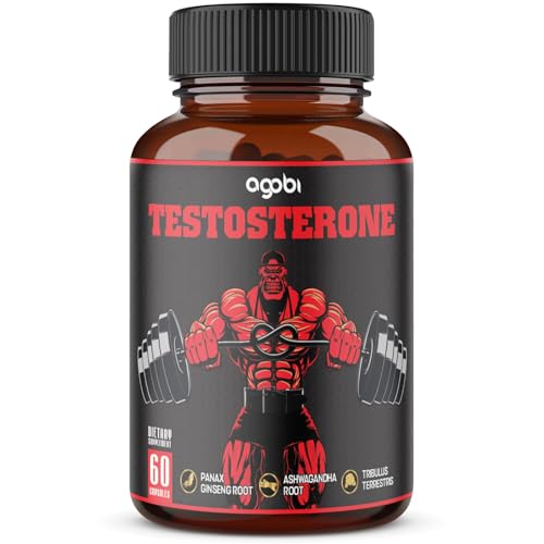 agobi Testosterone Supplement for Men - 11 Potent Herbs - Ashwagandha, Tribulus, Ginseng & More - 60 Capsules for 1 Month