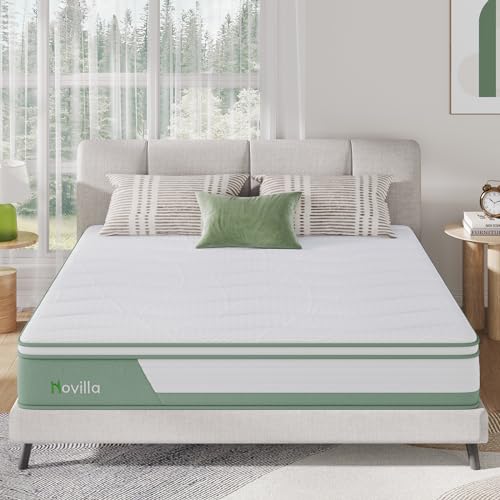 Novilla Mattress King, 12 Inch 5-Zone Hybrid Mattress with Gel Memory Foam for Pressure Relief & Cool Sleep, Midume Firm King Bed Mattress in A Box