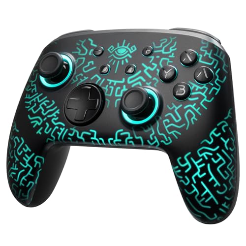 FUNLAB Firefly [Luminous Pattern] Switch Pro Controller Wireless Compatible with Nintendo Switch/OLED/Lite, Bluetooth Remote Gamepad with 7 LED Colors/NFC/Paddle/Turbo - Black