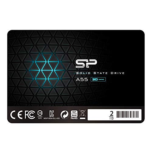 Silicon Power 2TB SSD 3D NAND A55 SLC Cache Performance Boost SATA III 2.5' 7mm (0.28') SSD Internal Solid State Drive (SP002TBSS3A55S25)