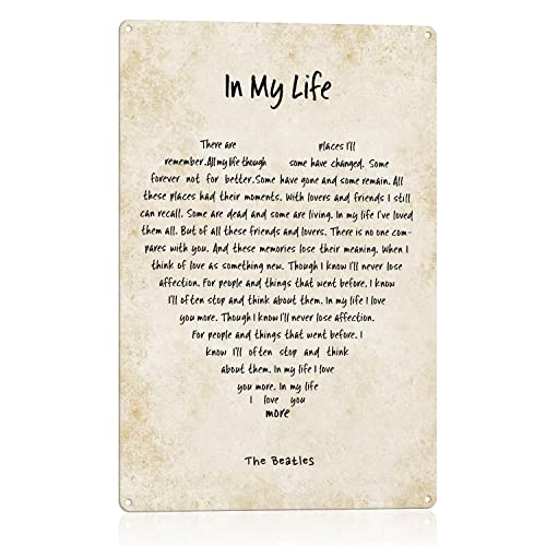 BEKUGART Beatles Poster - In My Life Song Lyrics Wall Art - Vintage Design for Music Lovers, Beatles Enthusiasts, and Music Collector's - 8 x 12 in