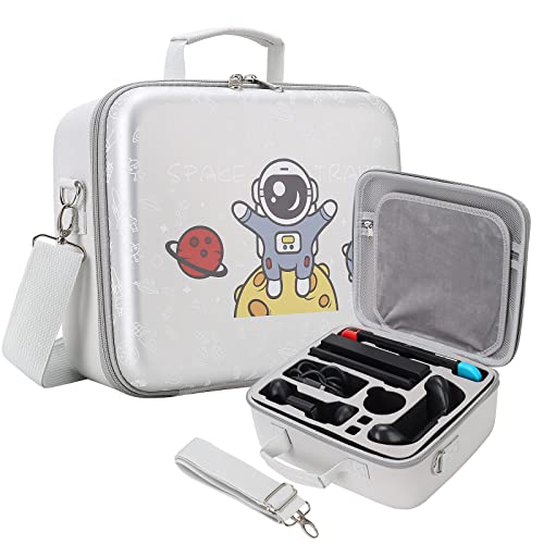 Deluxe Travel Case for Nintendo Switch - Astronaut Theme Portable Hard Full Protective Storage Shoulder Bag for Nintendo Switch Console, Dock, Joy-Con Grip, Pro Controller, Pokeball & Accessories