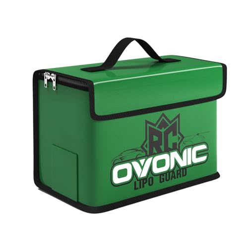 OVONIC Lipo Safe Bag Fireproof Explosionproof Bag Large Capacity Lipo Battery Storage Guard Safe Pouch for Charge & Storage(260X130X180mm 251g)