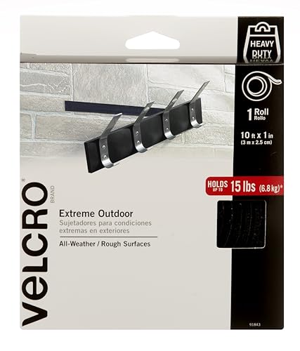 VELCRO Brand Extreme Outdoor Heavy Duty Tape | 10Ft x 1 In | Holds 15 lbs | Black with Stick on Adhesive | Strong Weather Resistant Holding Power - 91843