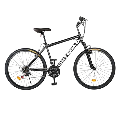Omelaza 26-inch Mountain Bike, High-Aluminum/Carbon Steel Iron Frame, 21-Speed Front and Rear V-Brakes MTB with Lock-Out Suspension Fork for Men and Women (Black)