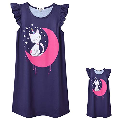 Matching American Girls&Dolls Nightgowns Cat Sleepwear Pajamas 18' Doll Dress,Size 6 7