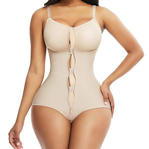 FeelinGirl Fajas Colombianas Zipper Full Bust Body Shaper Tummy Control Shapewear for Women Skin L