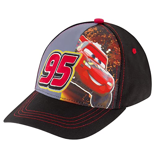 Disney Boys Baseball Cap, Lightning McQueen Adjustable Boy Hats For Kids Ages 4-7, Black/Red