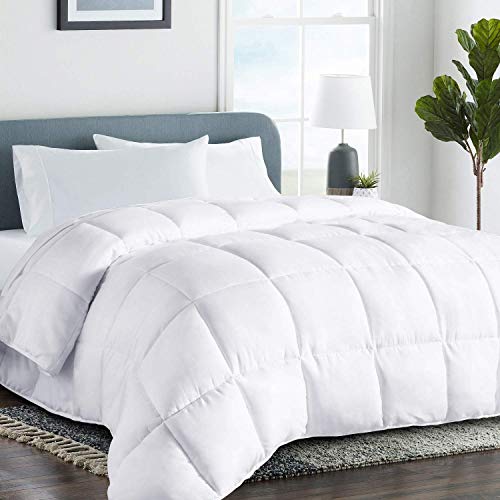 COHOME All Season King Size Cooling Comforter，Fluffy Down Alternative Comforter - Quilted Duvet Insert with Corner Tabs - Luxury Soft Hotel Comforter - Reversible - Breathable - White