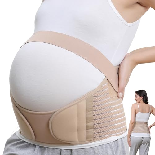 NeoTech Care Pregnancy Support Maternity Belt, Waist/Back/Abdomen Band, Belly Brace (Size M, Beige Color)