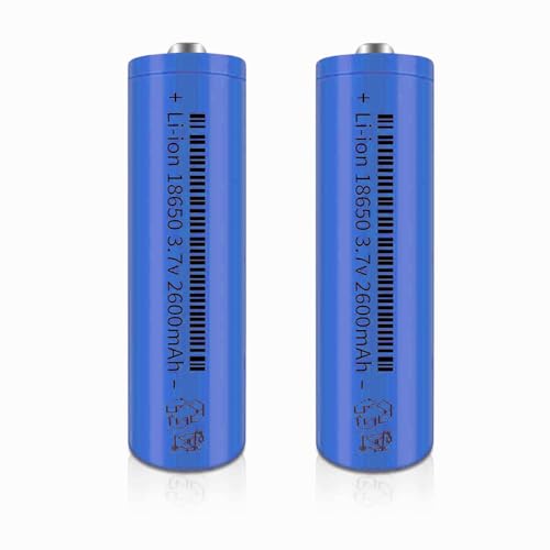 Svenirven 2 Packs 3.7V Rechargeable Batteries 2600mAh Button Top Battery for Flashlights, Headlamps, Doorbells, RC Cars