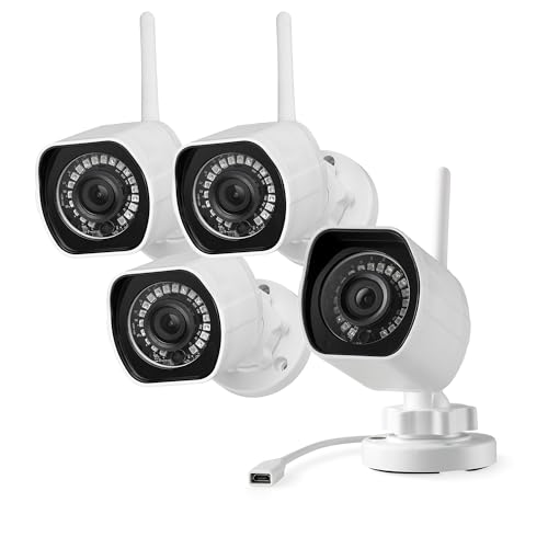 Zmodo Outdoor Security Cameras Wifi - 1080p Full HD Surveillance Cameras for Home Security with Night Vision, IP 66 Weatherproof, Plug-In, Motion Detection, 4 Pack