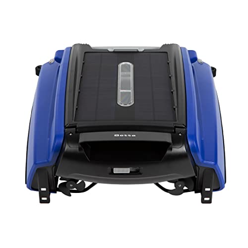 Betta SE Solar Powered Automatic Robotic Pool Skimmer Cleaner with 30-Hour Continuous Cleaning Battery Power and Re-Engineered Twin Salt Chlorine Tolerant Motors (Blue)