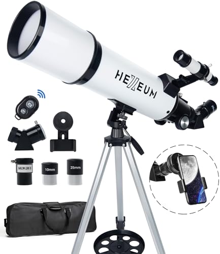 Telescope 80mm Aperture 600mm - Astronomical Portable Refracting, Fully Multi-Coated High Transmission Coatings AZ Mount with Tripod Phone Adapter, Wireless Control, Carrying Bag