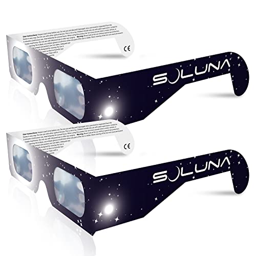 Solar Eclipse Glasses AAS Approved 2024 - Made in the USA CE and ISO Certified Safe Shades for Direct Sun Viewing (2 Pack)