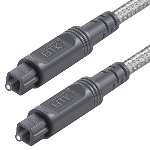 EMK Digital Optical Audio Cable Toslink Cable - [Cotton Braided Jacket,Durable and Flexible] Fiber Optic Cord for Home Theater, Sound bar, TV, PS4, Xbox & More (3.3Feet/1M)