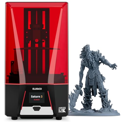 ELEGOO Saturn 3 MSLA 12K 3D Printer, Desktop Resin 3D Printer with 10-Inch Monochrome LCD, Voxeldance Tango Slicer, Large Printing Size of 218.88x122.88x250 mmｳ / 8.62x4.84x9.84 Inch