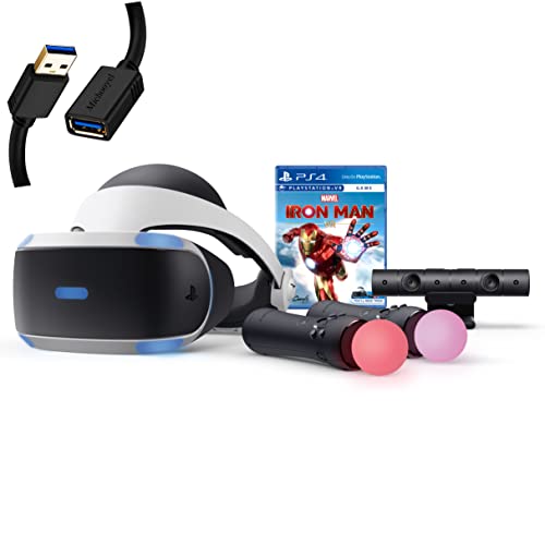 Sony Playstation VR Marvel's Iron Man VR Bundle: Playstation VR Headset, Camera, 2 Move Motion Controllers, Marvel's Iron Man VR Digital Code for PS4 PS5 - Michooyel USB_Extension_Cable