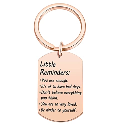 Valentine's Day Little Reminders Keychain, Mental Health Gift, Positive Thinking Reminder Daily Affirmation Inspiration Uplifting Quotes, You Are Enough Keyring, Self Love (Rose Gold)