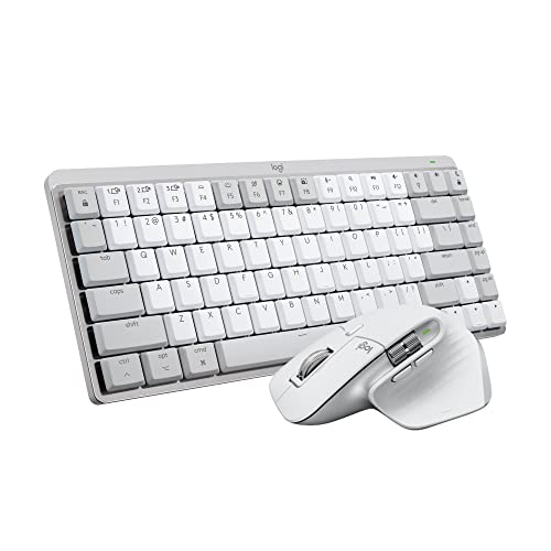 Logitech MX Mechanical Mini Keyboard + MX Master 3S Wireless Mouse for Mac - Low-profile Backlit Keys, Tactile Quieter Switches, 8K DPI Sensor, Quiet Clicks, USB-C, Bluetooth, macOS, iPadOS- Pale Grey