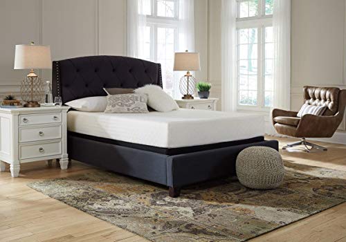 Signature Design by Ashley Queen Size Chime 10 Inch Medium Firm Memory Foam Mattress with Green Tea & Charcoal Gel