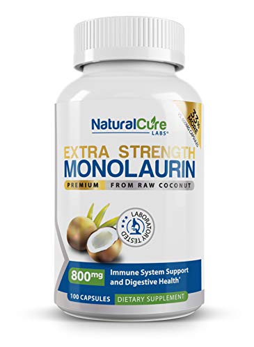 Natural Cure Labs Extra Strength Monolaurin 800mg, 100 Capsules, 33% More