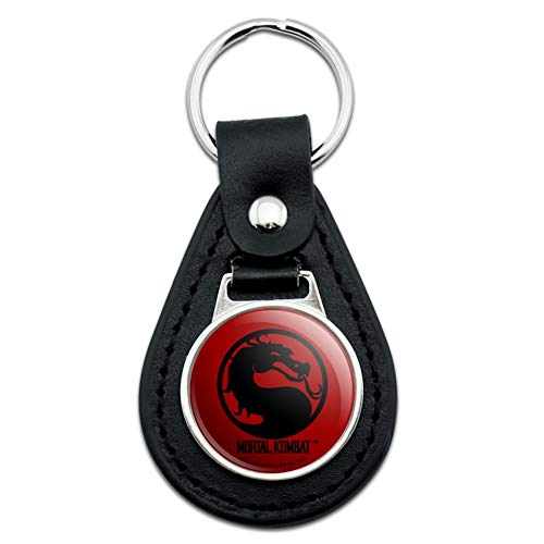 GRAPHICS & MORE Black Leather Mortal Kombat Symbol Keychain