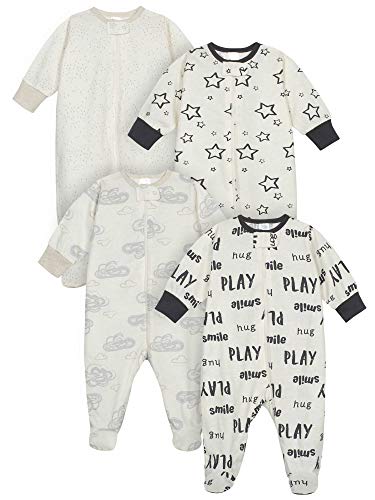 Onesies Brand unisex baby 4-pack 'N Play and Toddler Sleepers, Grey Neutral, Newborn US